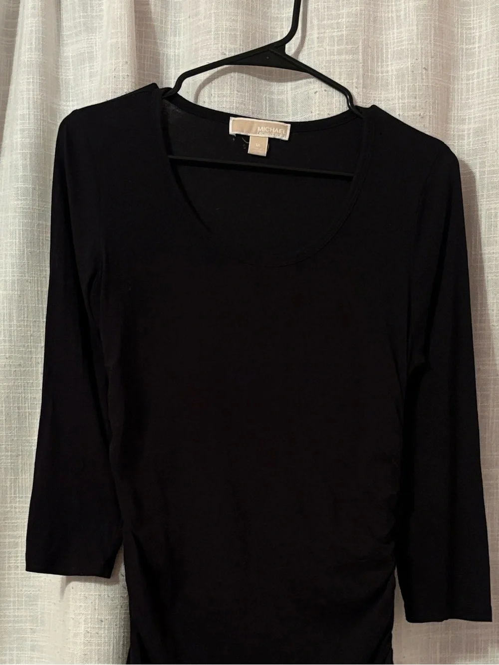 Michael Kors Black Side Zipper Ruched Blouse